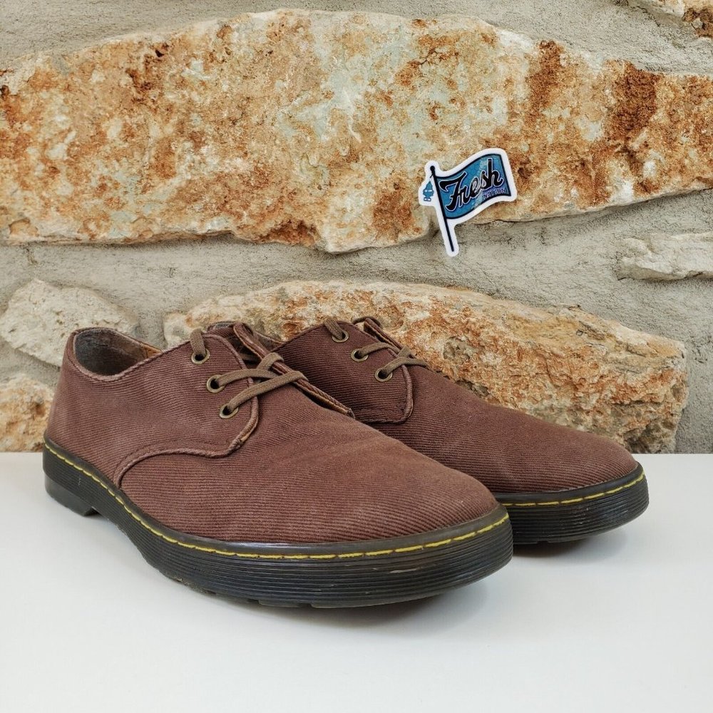 Dr Martens Delray Canvas Lace Up Round Toe Oxford Shoes Men's Size 11 Brown EUC